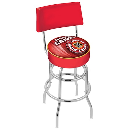 Holland Bar Stool Co 25" Chrome 2-Ring Louisiana-Lafayette Swivel Bar Stool, Back L7C425LA-Laf-D2